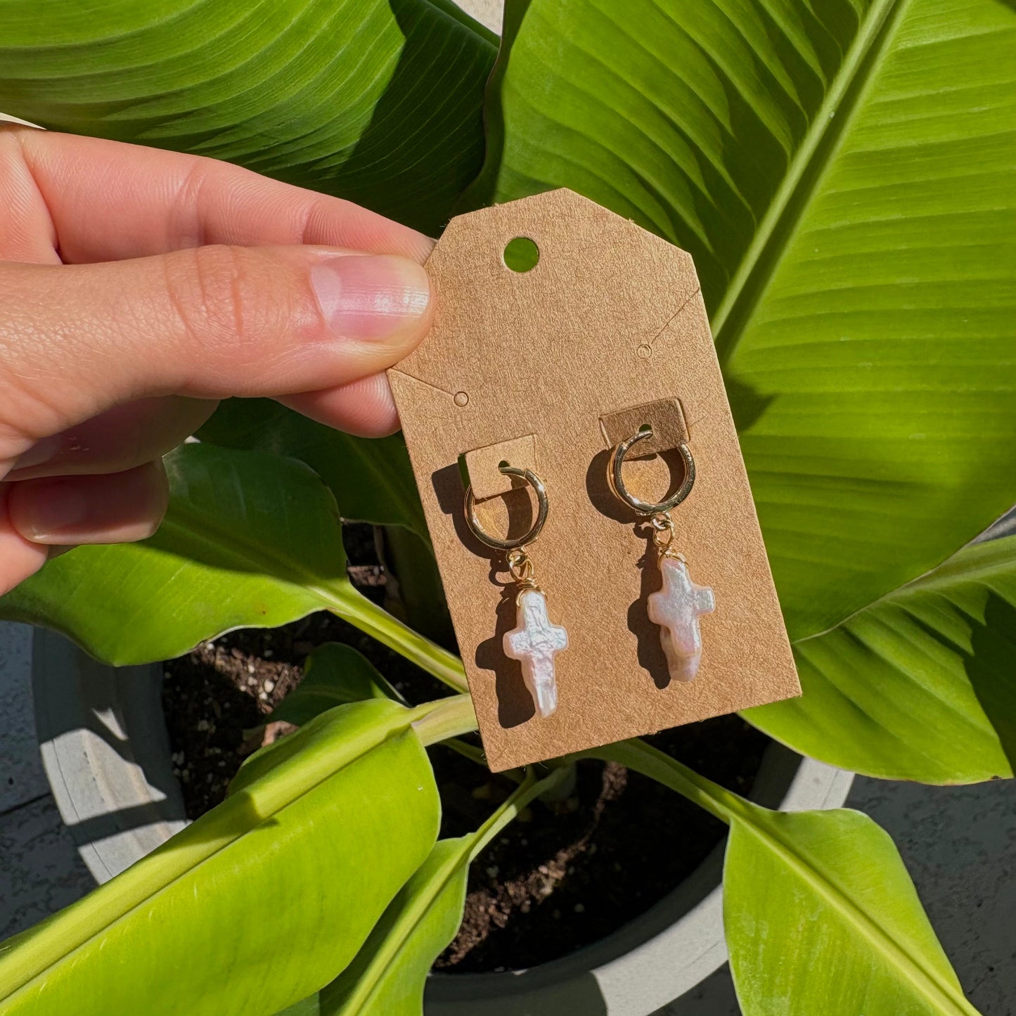 Pearled Cross earrings