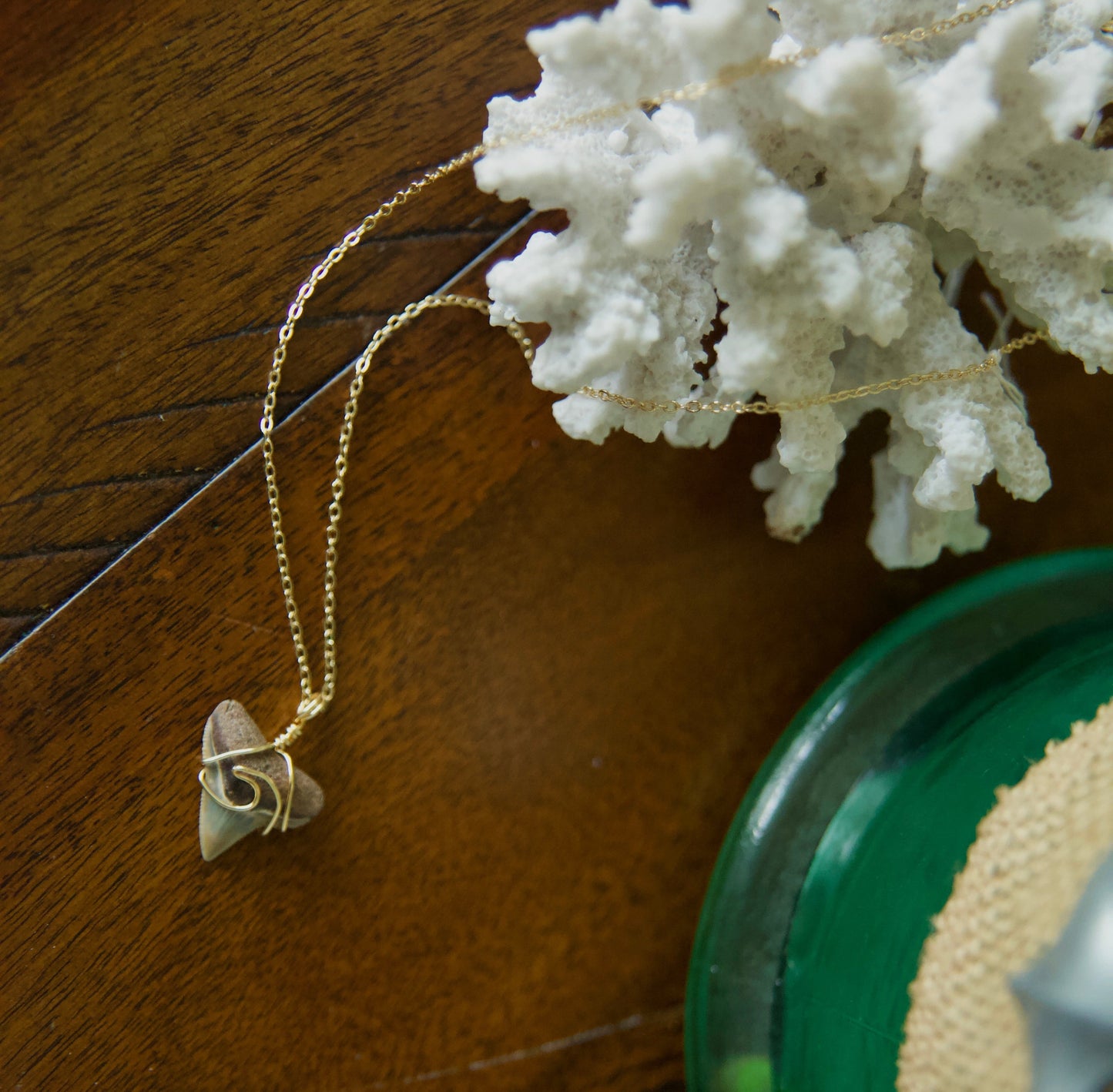 Gold Shark Tooth wave Necklace
