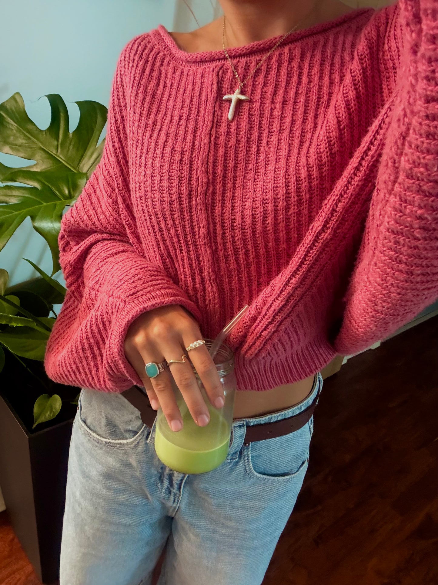 Gold Filled Pearled Cross Necklace